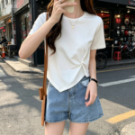 Cotton Knot Front T-Shirt, Casual Wear for Women - Image 3
